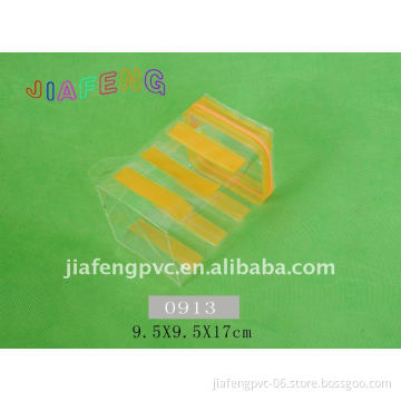 Yellow Stripe Clear TPU Cosmetic Bag with Zipper and Handle